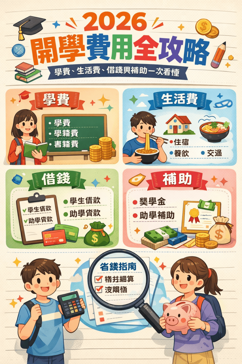 2026 開學費用全攻略｜學費、生活費、借錢與補助一次看懂