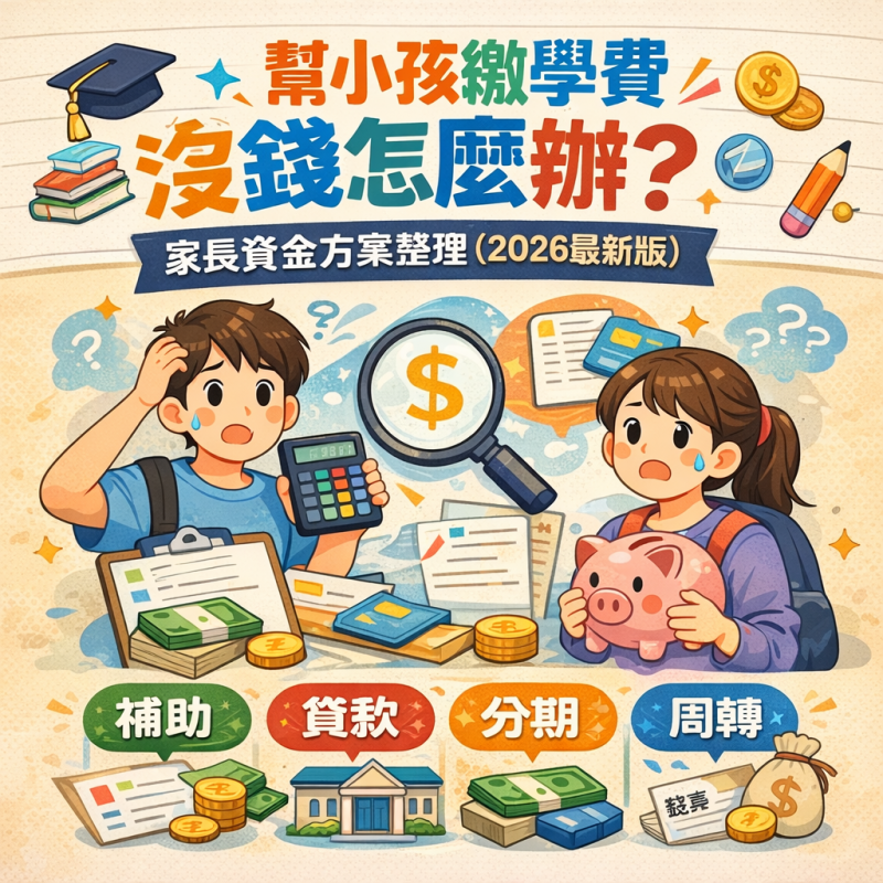幫小孩繳學費沒錢怎麼辦？家長資金方案整理（2026最新版）